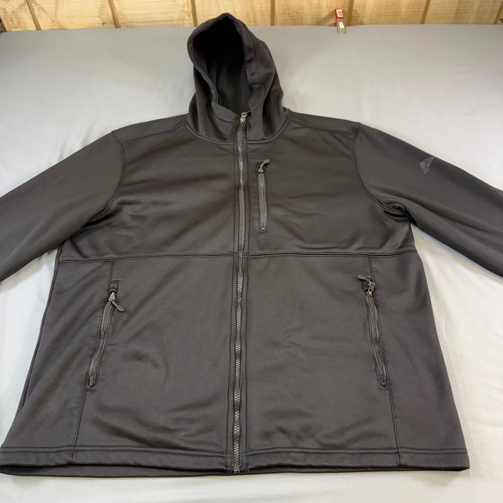 Ozark Trail Mens Black Full Zip Fleece Lined Hooded Jacket Large 42-44 RN52469